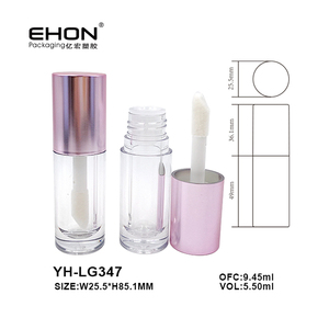 Tube de brillant à lèvres vide en gros d'usine 5,5-6 ml, contenant en plastique transparent pour gloss, avec capuchon rose métallisé électroplaqué, pour huile à lèvres - Product Image 1