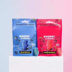 Gommose Energetiche Vegane al Gusto Blue Raspberry con Caffeina, Ashwagandha, Estratto di Tè Verde e Vitamina C, Confezione da 10 Pezzi, Marchio Privato - Product Image 4