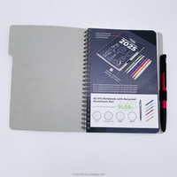 Ensemble cadeau de carnet A5 en cuir PU recyclé moderne avec stylo NFC, impression UV couleur personnalisée, logo, design à feuilles mobiles