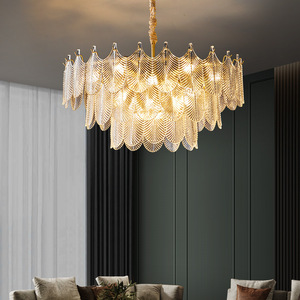 Lustre Villa Moderne Minimaliste Tout en Cuivre et Verre, Luminaire Élégant et Luxueux pour Salle à Manger Haut de Gamme et Salon, Suspension - Product Image 1