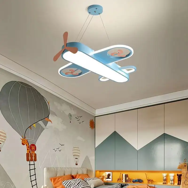 Hot Selling Aircraft Modell Schlafzimmer Kinder Cartoon Led Pendel leuchten Kronleuchter Decken leuchte für Kinderzimmer Flugzeug