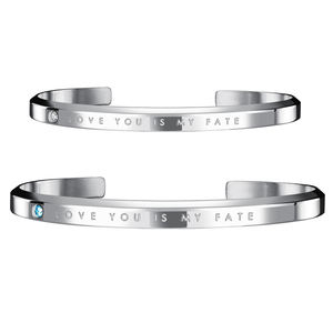 Accesorios personalizados de acero inoxidable para hombre, joyería de oro rosa en forma de C, letra pequeña, diamante, brazalete abierto, pulsera para pareja - Product Image 1