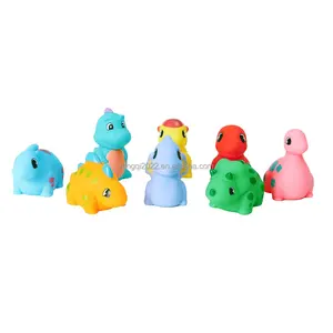 Jogo de brinquedos de banho de dinossauro flutuante sem furos e sem molde, brinquedo de borracha piscante para bebês e crianças, 8 peças