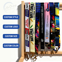 Cordón de poliéster original de fábrica al por mayor para regalo promocional, con logotipo creativo personalizado, para tarjetas de identificación, llavero y soporte de tarjeta de identificación con clip retráctil.