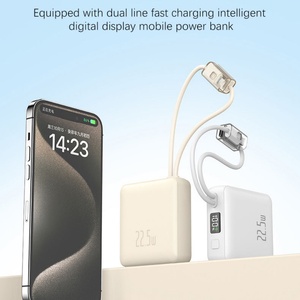 Custom Logo PD 22.5W Portable <b>Mini</b> Power Bank Fast Charging 10000mAh Mobile Phone Charger with <b>Cable</b> LI-Polymer Battery - Product Image 3