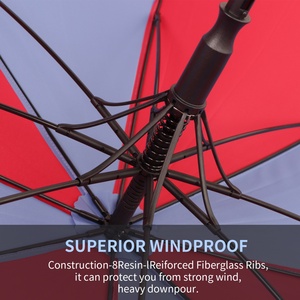 54/62/68 Inch Semi-Automatic Open Straight Windproof Golf Umbrella Black Fiberglass Frame Extra Large Oversize Double <b>Canopy</b> - Product Image 6