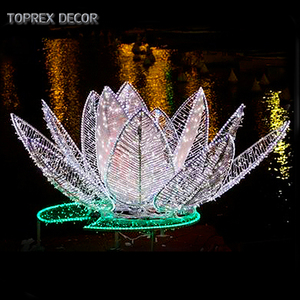 Ngoài trời Diwali kỳ nghỉ trang trí LED Lotus Flower Shape Motif ánh sáng - Product Image 1