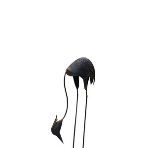 Sculpture géométrique abstraite en acier inoxydable Jiahua, ornement paysager sur pied extérieur, fait main, grande taille - Product Image 1