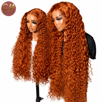 Peluca de Cabello Humano Liso Largo con Capas, Color Cobre Naranja Jengibre, con Encaje Frontal HD 13x6 Sin Pegamento, Pre-Plucked, para Mujeres Negras