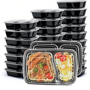 Boîtes de préparation jetables en plastique BAGLEADER avec couvercle, rectangulaires, empilables, pour la cuisine, les pique-niques et l'école - Product Image 1