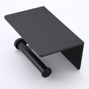 <span class=keywords><strong>Porte</strong></span>-<span class=keywords><strong>Papier</strong></span> <span class=keywords><strong>Toilette</strong></span> Auto-Adhésif Moderne Noir en Aluminium <span class=keywords><strong>avec</strong></span> Étagère, Idéal pour Salle de Bain - Product Image 5