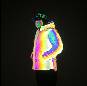 سترة واقية من الرياح العاكسة للشتاء قوس قزح عالية للشتاء بغطاء رأس آمن قابل للإزالة للأحجام الكبيرة - Product Image 4