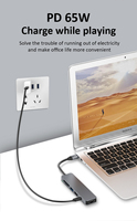 Docking Station Aluminium Alloy 6 in 1 Terlaris, Kecepatan Tinggi 5Gbps, Hub USB C untuk Laptop dengan Pembaca Kartu PD TF SD, Ready Stock
