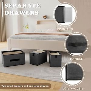 Hanging Closet Storage Organizer with Multiple Grids 5 <b>Drawers</b> and <b>6</b> Side Pockets Wardrobe Organizer for Baby Clothing - Product Image 2