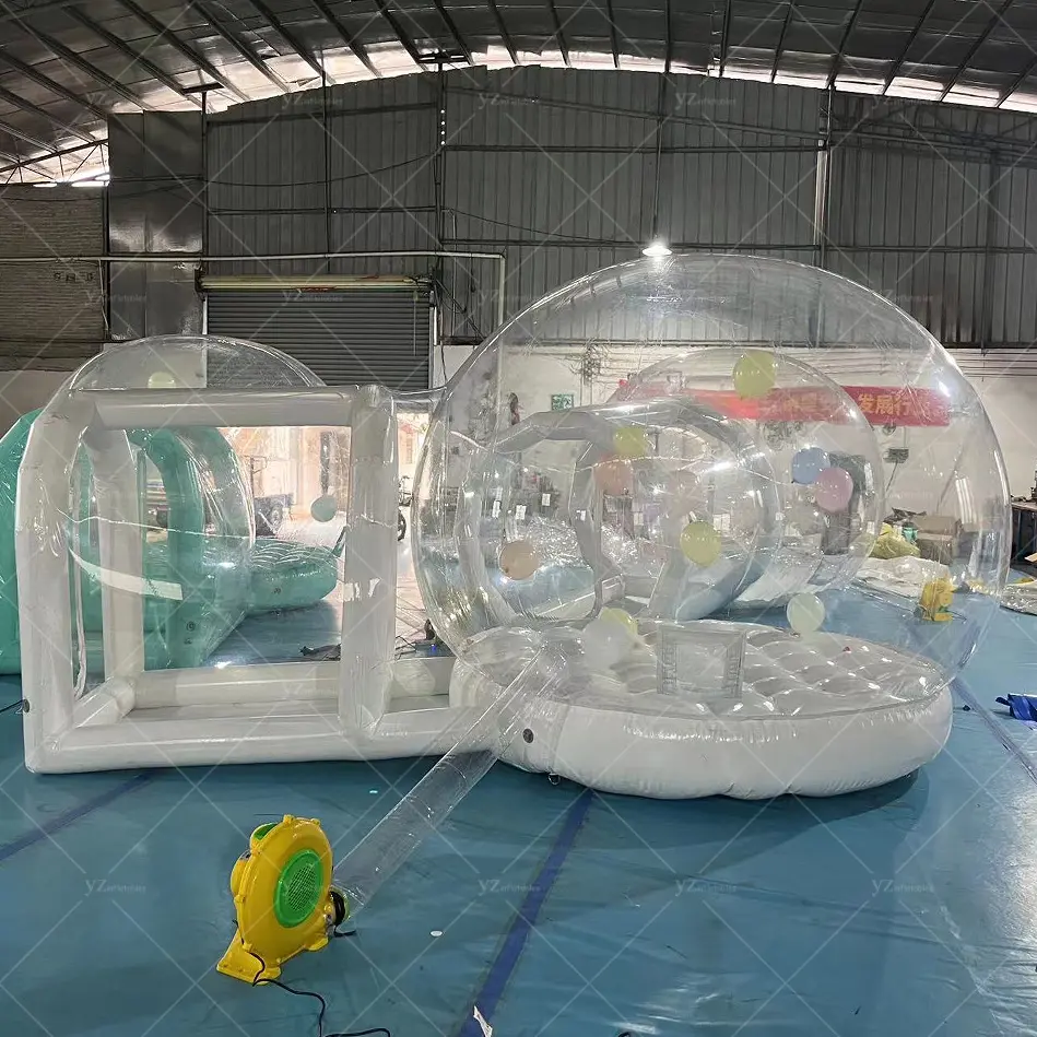 Tienda inflable de burbujas de 3m de diámetro, globos para exteriores, lona transparente de grado comercial, tienda de PVC, casa de burbujas con puente
