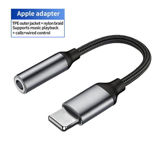DAC Digital Type C OTG Compatible Audio Converter Charging Cable Nylon for Microphone Mobile Phone AC Output USB-C 3.5mm Socket