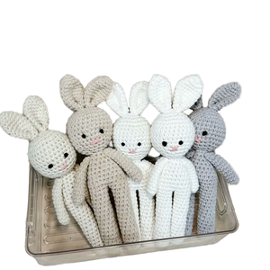 Handmade Tự Nhiên Amigurumi Crochet Dệt Kim <span class=keywords><strong>Bunny</strong></span> Comforter Đồ Chơi Mềm Thỏ Sang Trọng May Dệt Đồ Chơi Cho Bé Mặt Hàng Nóng - Product Image 6