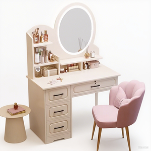 Modern Minimalist Customizable Eco-Friendly <strong>Pine</strong> Wood Makeup Vanity <strong>Dressing</strong> <strong>Table</strong> for Apartment Bedroom Dining Use Light - Product Image 6