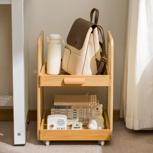 Multi Tier Storage Cart With <b>Wheels</b> For Office Desk Organizer Bookshelf And <b>Backpack</b> Holder Rectangle Standing Type Easy - Product Image 3