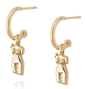 Venus 18K Gold Plated Women Body Hoop Dangle 925 Sterling Silver Earrings Jewelry