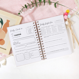 Planificateur d'autosoins personnalisé, bien-être, réflexion spirituelle, carnet A5, journal de manifestation, objectifs, affirmations - Product Image 3