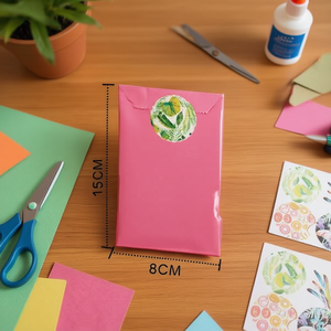 Sacchetti di carta Ilan 8x15 cm 12 pezzi rosa con adesivi per lavori manuali - Product Image 2