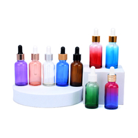Leere Kosmetikbehälter 5ml 10ml 30ml 50ml 100ml Bunte Glasflaschen für Ätherische Öle mit Verschiedenen Deckeln für Öl, Toner, Lotion