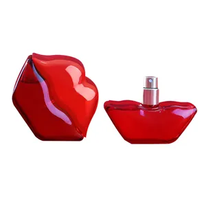 Nuevo diseño, botella de perfume de vidrio de beso dulce, botella de aceite de fragancia con forma de labio, botella de perfume de 30ml 2023