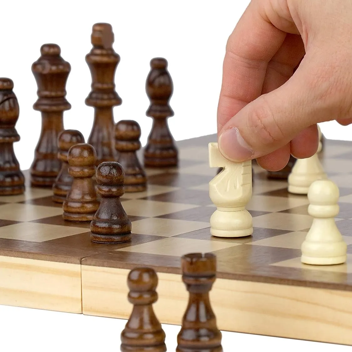 Jeu d'échecs de voyage portable jeu d'échecs en bois classique pour adultes enfants