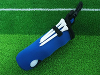 Pochette à balles de golf en néoprène avec logo personnalisé, porte-tee, sac de transport triple pour balles de golf, contient 3 balles et 3 tees avec mousqueton