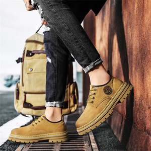 New men's summer British retro genuine leather mid-calf leather <b>boots</b>, sporty short <b>boots</b>, high-calf work chukka <b>boots</b> - Product Image 5