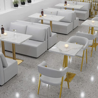 Meubles de restaurant de luxe personnalisés, banquette longue en cuir, table rectangulaire, chaise pour café-bar