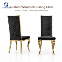 QIANCHENG Chaises de Salle à Manger Scandinaves Nordiques, Pieds Dorés en Acier Inoxydable, Meubles de Maison Chinois, Fauteuil Haut Dossier