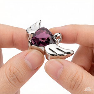 Kalung Batu Sayap Malaikat dari Baja Anti Karat, Wadah Abu Jenazah, Liontin Perhiasan Penyimpan Abu Kristal Berbentuk Hati Sayap, untuk Kremasi - Product Image 3