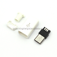Conector macho Micro USB de 5 pines, soldadura negra/blanca para accesorios de cable de datos DIY