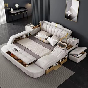 <span class=keywords><strong>Letto</strong></span> Smart Imbottito in Pelle Tatami di Grandi Dimensioni Moderno e Minimalista con USB per una Camera da <span class=keywords><strong>Letto</strong></span> Confortevole - Product Image 1