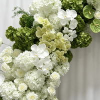 Arche de mariage artisanale en métal avec fleurs en soie, réglable, écologique, style forêt blanche et verte, pour campagne et ferme