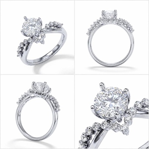 Round Crown Halo Lab Cultivated Diamond <b>Finger</b> <b>Ring</b> Crafted in 14K 18K Gold 950 Platinum Gem Band for Bridal Engagement Promise - Product Image 3