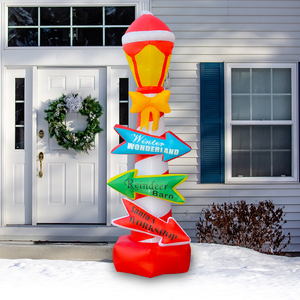 Letrero Inflable de Navidad de 8 Pies para Exteriores, Letrero Luminoso para Estacionamiento, Letrero Inflable de <span class=keywords><strong>Santa</strong></span> Claus con la Leyenda 'Por Favor, Deténgase Aquí' - Product Image 6