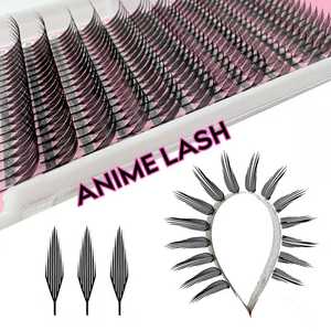 Nouvelles extensions de cils volume anime faites à la main, pré-fabriquées, effet pointe de comique, souple pour extensions de cils en fourrure - Product Image 5