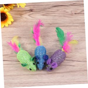 New Furry Rattle Small Mouse Kitten <b>Interactive</b> Play Assorted Color <b>Cat</b> <b>Toy</b> Mice <b>Cats</b> Product - Product Image 5