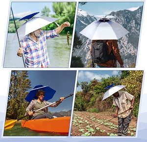 Chapeaux parapluie anti-pluie anti-soleil d'extérieur Nouvelles inventions pour logo personnalisé <span class=keywords><strong>Chapeau</strong></span> parapluie <span class=keywords><strong>parasol</strong></span> promotionnel avec ventilateur - Product Image 5