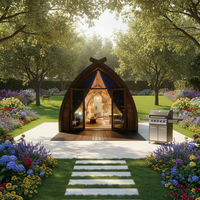 Maison préfabriquée A-Frame en bois, acier et verre, style postmoderne, étanche, avec toit en arche triangulaire et design de toit en pente, idéale pour Airbnb