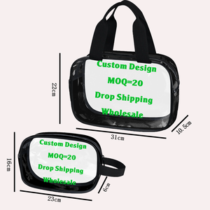 Bolsa de Maquillaje Transparente Impermeable de PVC Personalizada para Mujer, Diseño de Concha de Mar con Estampado Hebreo, Impresión Bajo Demanda, Juego de 2 Piezas - Product Image 6