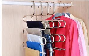 Magic Stainless Steel Trousers <b>Hanger</b> Multifunction Pants Closet <b>Belt</b> Holder Rack S-type 5 Layers Saving Space - Product Image 2