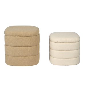 Sgabello <span class=keywords><strong>stile</strong></span> <span class=keywords><strong>modernista</strong></span> bianco sedile rotondo Pouf ottomana per soggiorno - Product Image 1