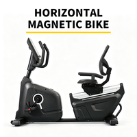 Bicicleta Magnética Horizontal Comercial de Bajo Impacto para Cardio, 32 Niveles de Resistencia, Bicicleta de Ejercicio con Soporte Ergonómico para la Espalda