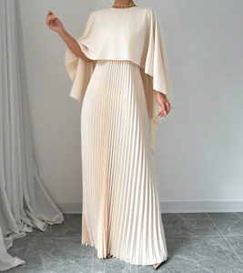 Mode lâche manches chauve-souris élégant Maxi <span class=keywords><strong>robe</strong></span> plissée dames irrégulière soirée dîner robes <span class=keywords><strong>de</strong></span> soirée - Product Image 3