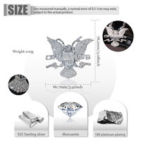 Collier Pendentif Personnalisé Étanche en Argent Sterling S925 avec Moissanite VVS et Diamant de Laboratoire, Motif Lettre Aigle, Style Rappeur