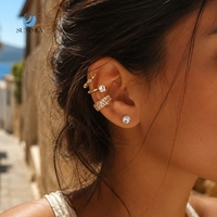 SUMMLY Manchettes d'oreille tendance en forme de C ouvertes, plaquées or 18 carats, en acier inoxydable, délicates, sans perçage, pour femmes, bijoux de mode pour soirée